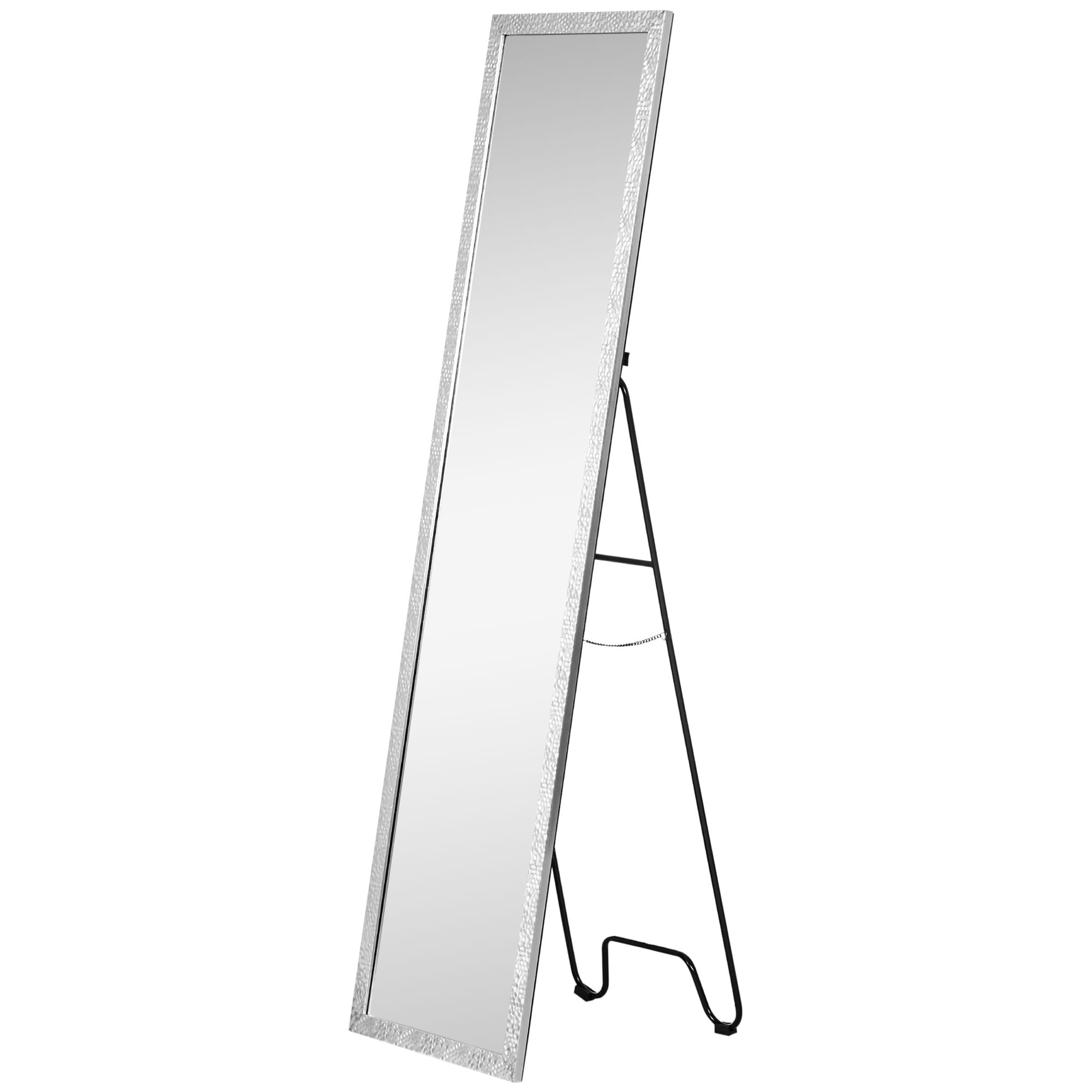HOMCOM Full Length Mirror Free Standing Mirror Dressing Mirror with PS Frame Modern Wall Mirror for Living Room and Bedroom 34 x 144cm, Silver